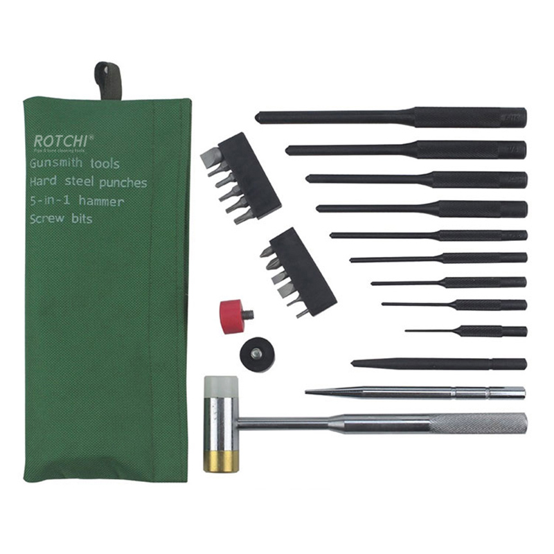 Cloth Bag Gunsmith Punches Kit cum Malleo et stupra Bits